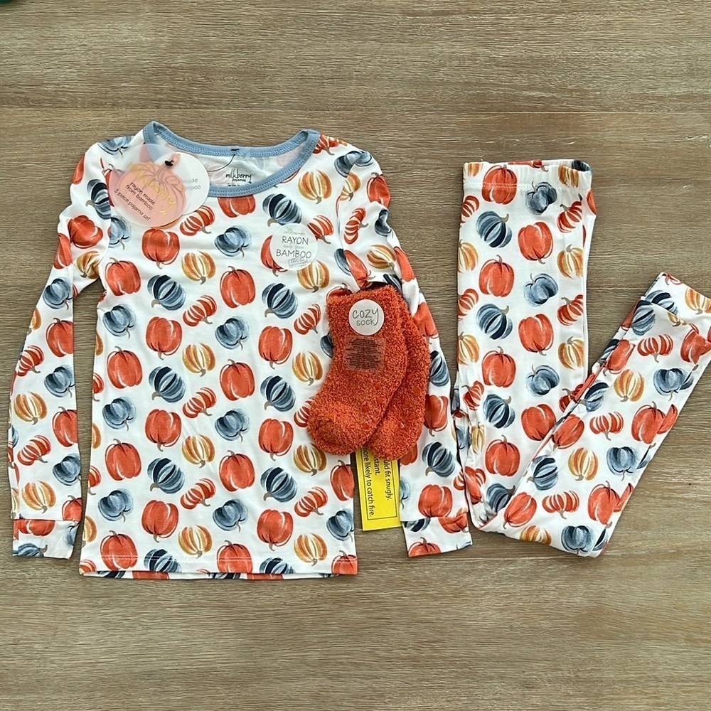 🎃 Milkberry Toddler Boy Girl Bamboo Pajama Set Pumpkins 12 18 months
